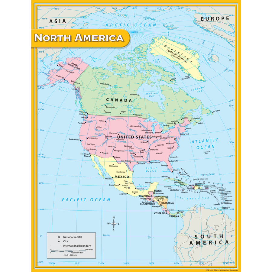 North America Map Chart (Teacher Created Resources)