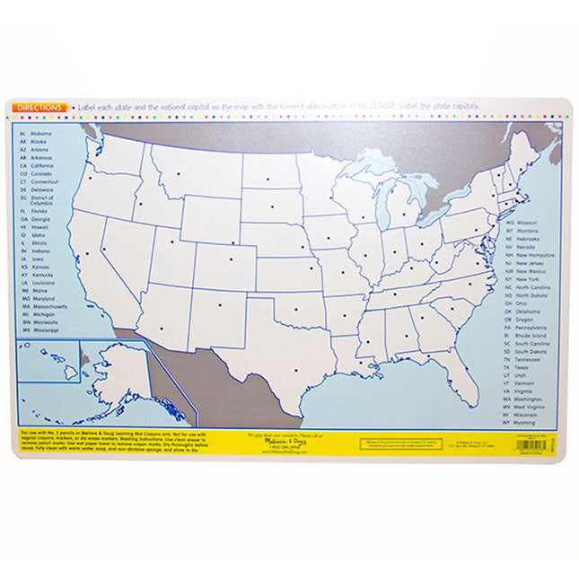 USA Map Learning Write-A-Mat - Melissa and Doug