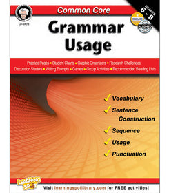 Common Core: Grammar Usage Resource Book Grade 6-8 Paperback