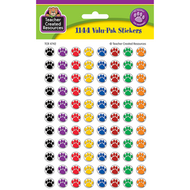 Colorful Paw Prints Mini Stickers Valu-Pak-Teacher Created Resources