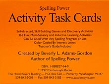 Spelling Power Activity Task Cards