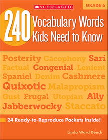 240 Vocabulary Words Kids Need to Know: Grade 6