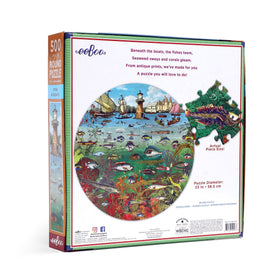 Fish and Boats 500 Piece Round Puzzle - eeBoo