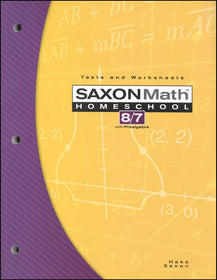 Saxon Math 8/7  Tests and Worksheets (3rd Edition)